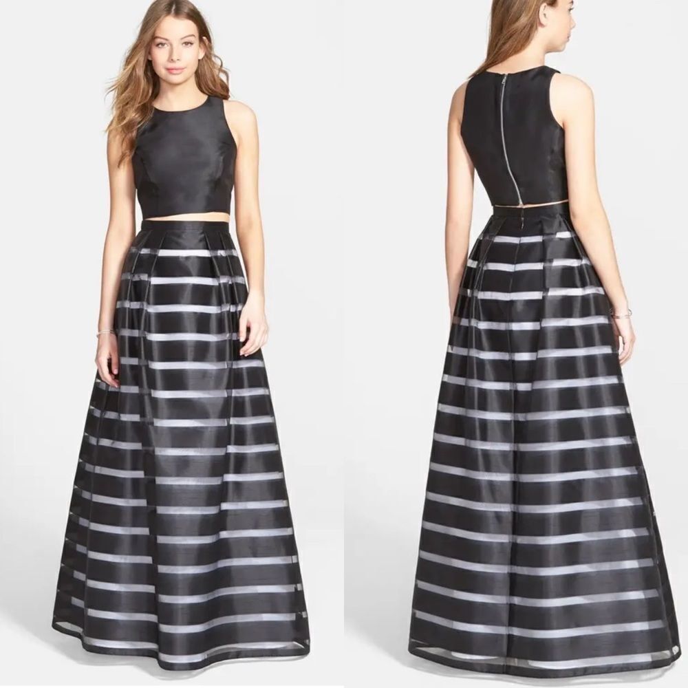 Two Piece Ball Gown-BLACK/WHITE-6 NEW